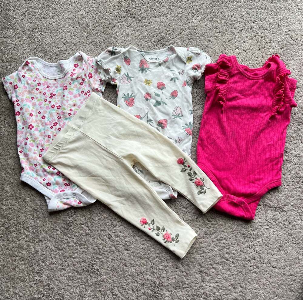 Member's Mark Infant Girls Floral and Strawberry Bodysuits with Floral Leggings